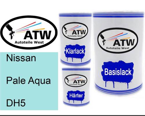 Nissan, Pale Aqua, DH5: 500ml Lackdose + 500ml Klarlack + 250ml Härter - Set, von ATW Autoteile West.
